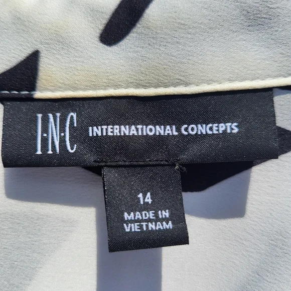 INC belted black and white dress, size 14 - Picture 3 of 4